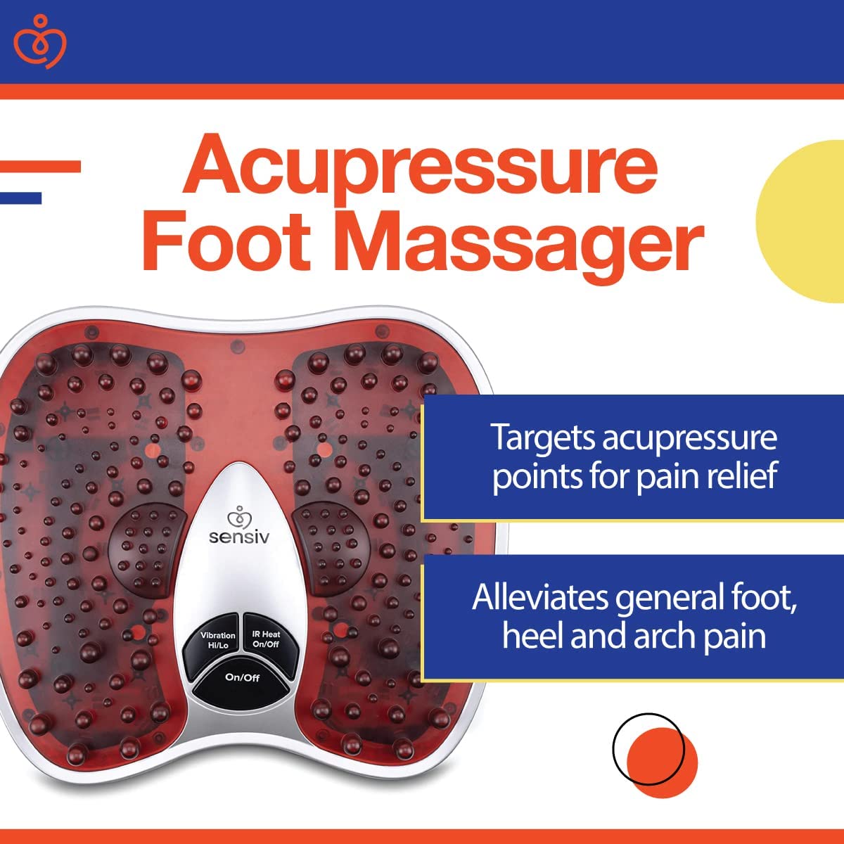 Masajeador de pies de acupresión Sensiv para la circulación sanguínea y el alivio del dolor para el dolor de pies y el alivio de la fascitis plantar Calor infrarrojo con vibración ajustable 