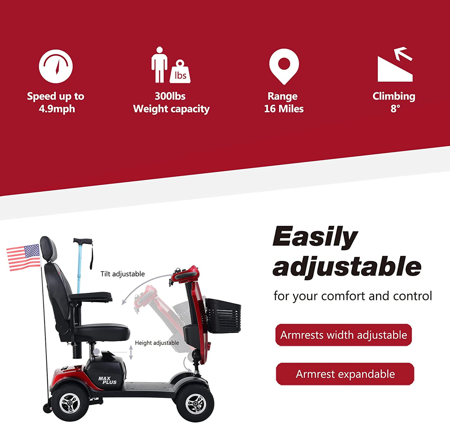 Metro Mobility 4 Wheel Mobility Scooter - Electric Powered Mobile Wheelchair Device for Adults
