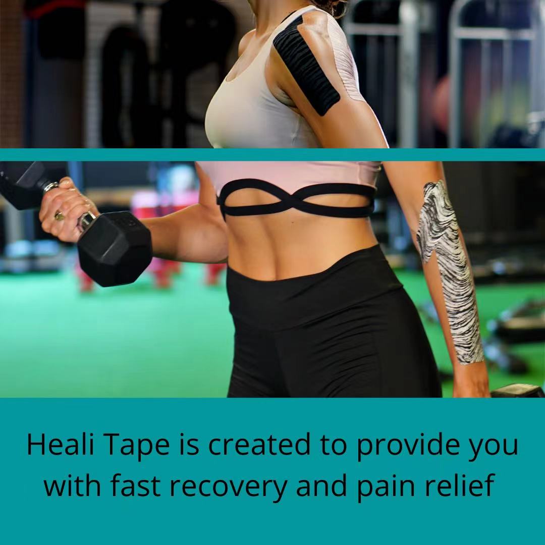 Heali Pro Kinesiology Tape Infused with Magnesium & Menthol, Black Zebra, 60 Pre-Cut Strips