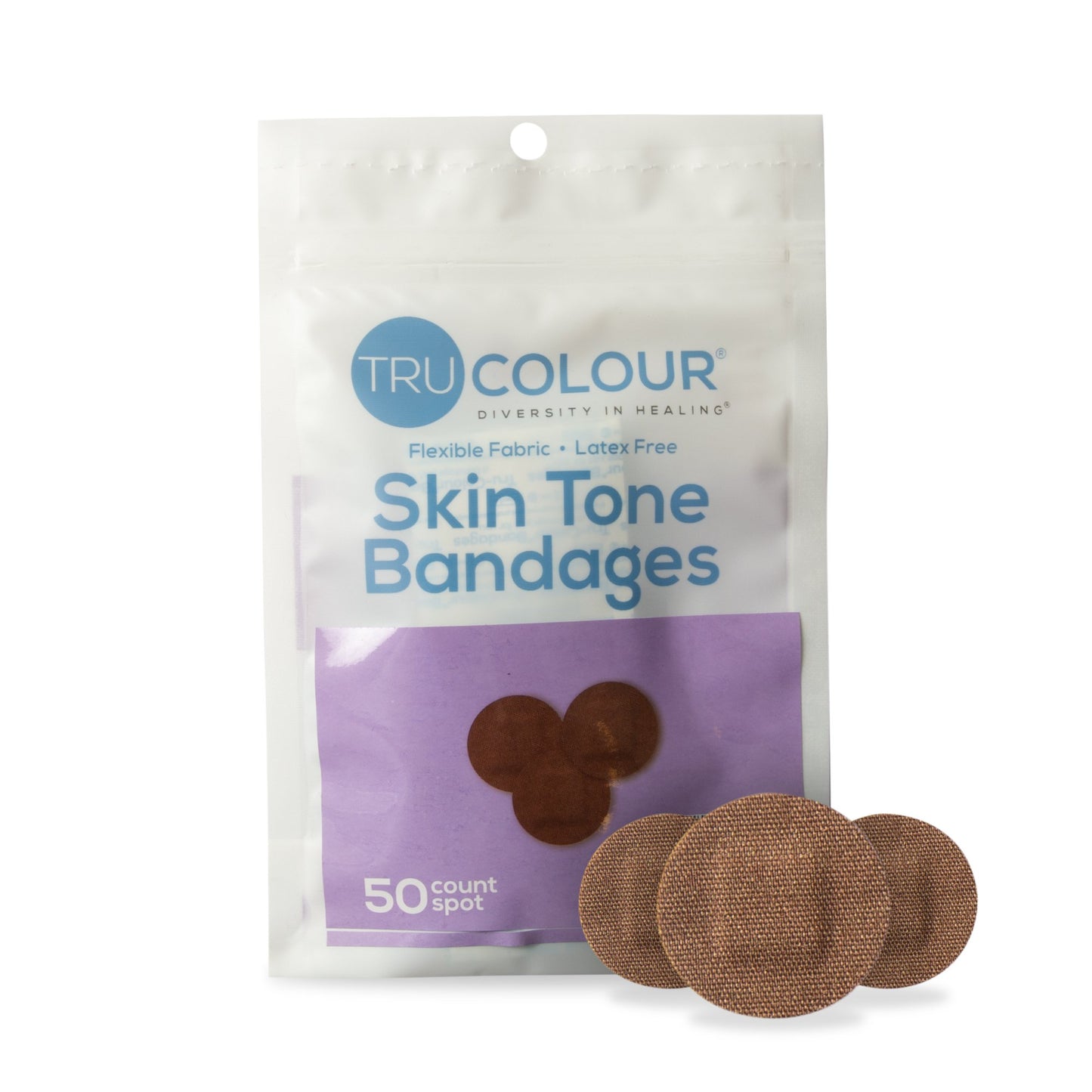 Tru-Colour Spot Bandages, Flexible Adhesive Bandages for Dark Brown Skin Tones