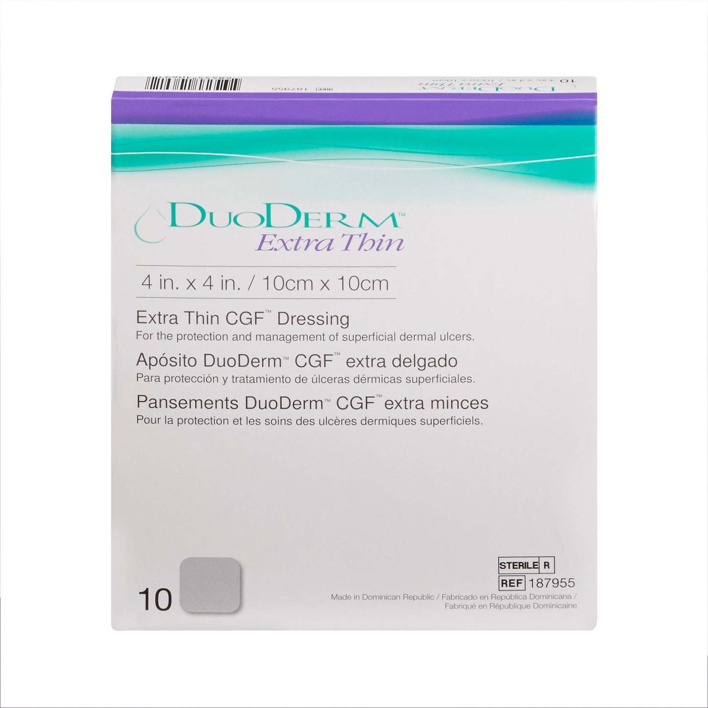 DuoDerm® Extra Thin Hydrocolloid Dressing, 4 x 4 Inch