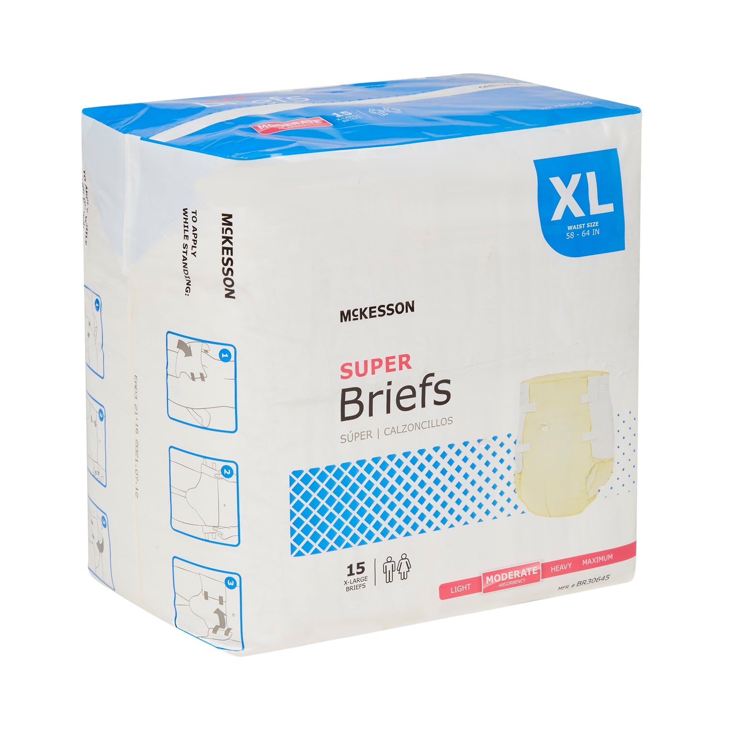 McKesson Super Moderate Absorbency Incontinence Brief, Extra Large, 15 ct