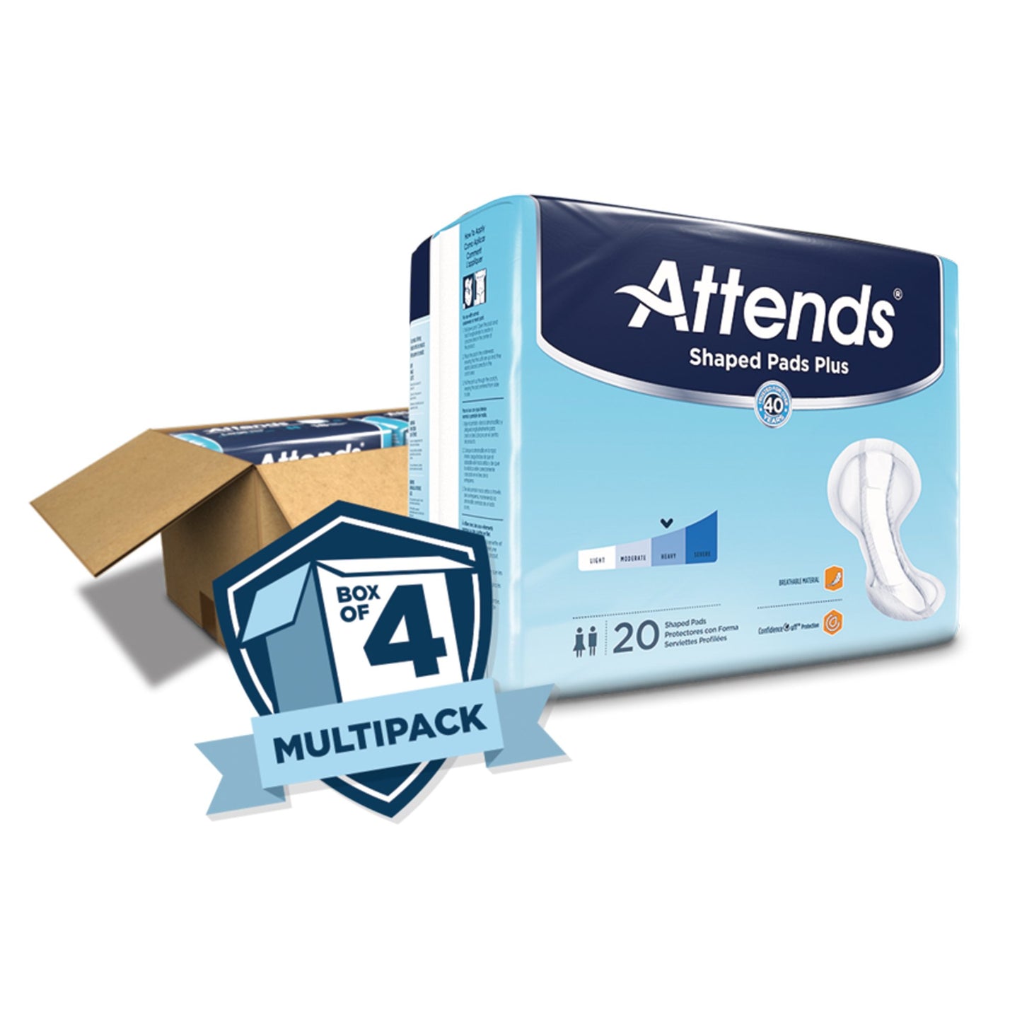 Attends® Shaped Pads Plus, 20 ct