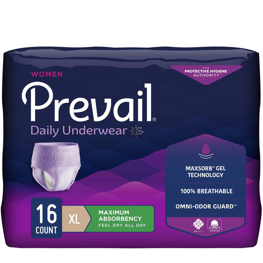 Prevail® Daily Absorbent Underwear, X-Large, Lavender, 64 ct