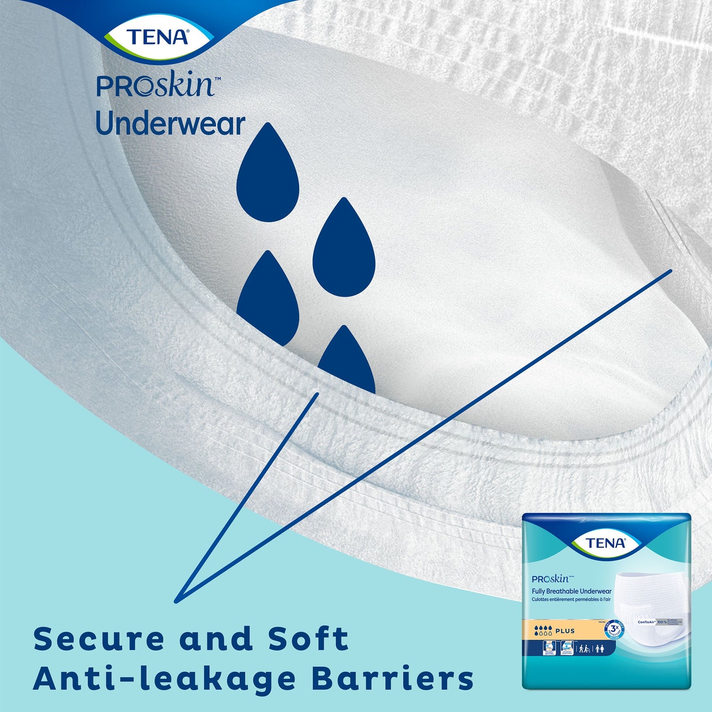 TENA® ProSkin™ Plus Fully Breathable Absorbent Underwear, Medium, 20 ct