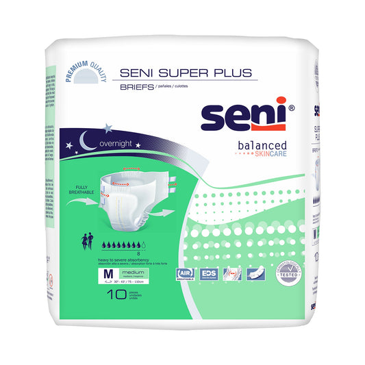 Seni® Super Plus Heavy to Severe Absorbency Incontinence Brief, Medium, 10 ct
