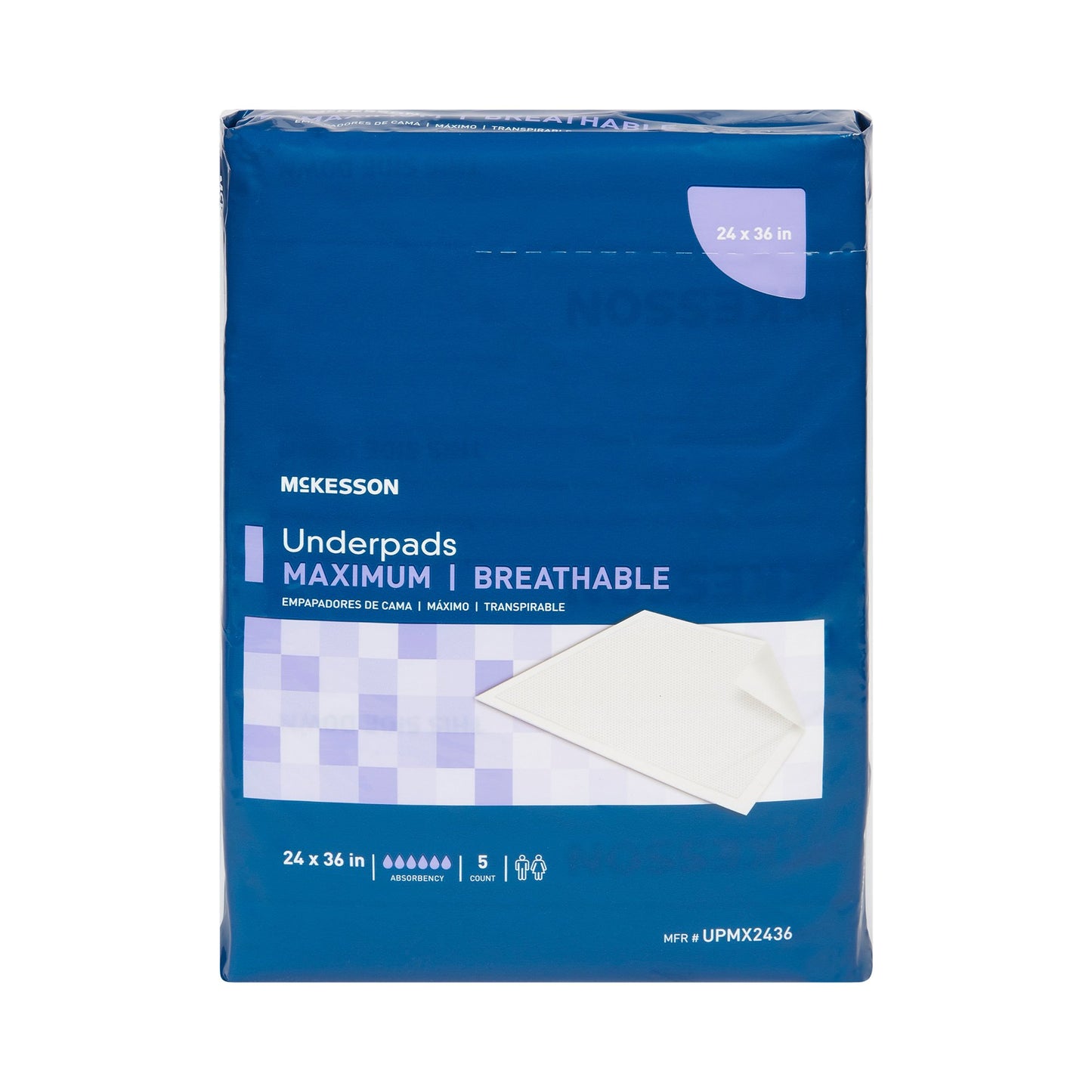 McKesson Ultimate Breathable Underpads, Maximum Protection, 24" x 36", 70 ct
