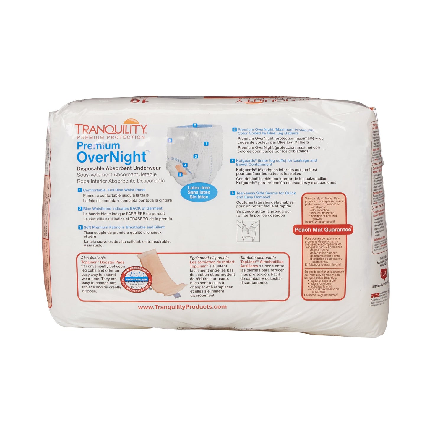 Tranquility® Premium OverNight™ Absorbent Underwear, Large, 16 ct
