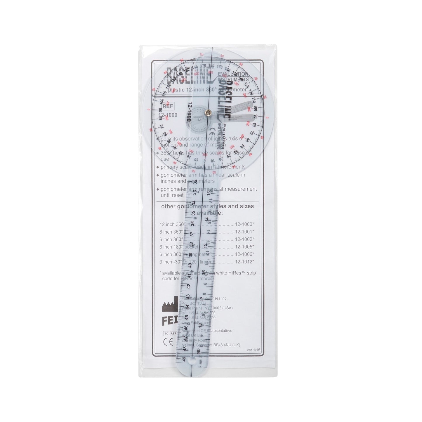 Baseline® Goniometer, 12 Inch Arms