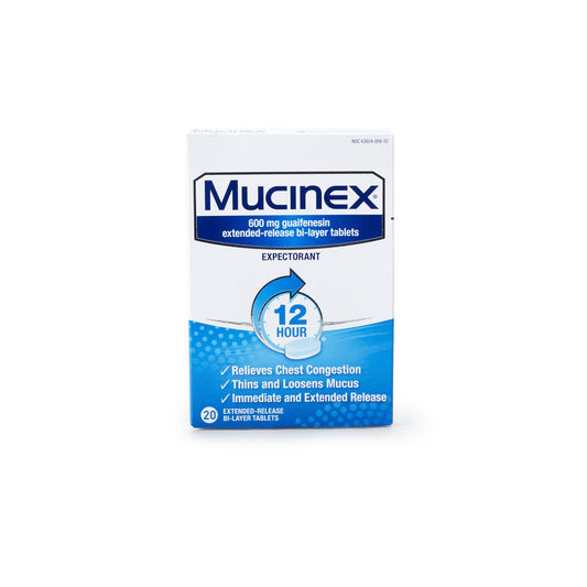 Mucinex® 12-HR Extended Release Guaifenesin Tablets, 20 count