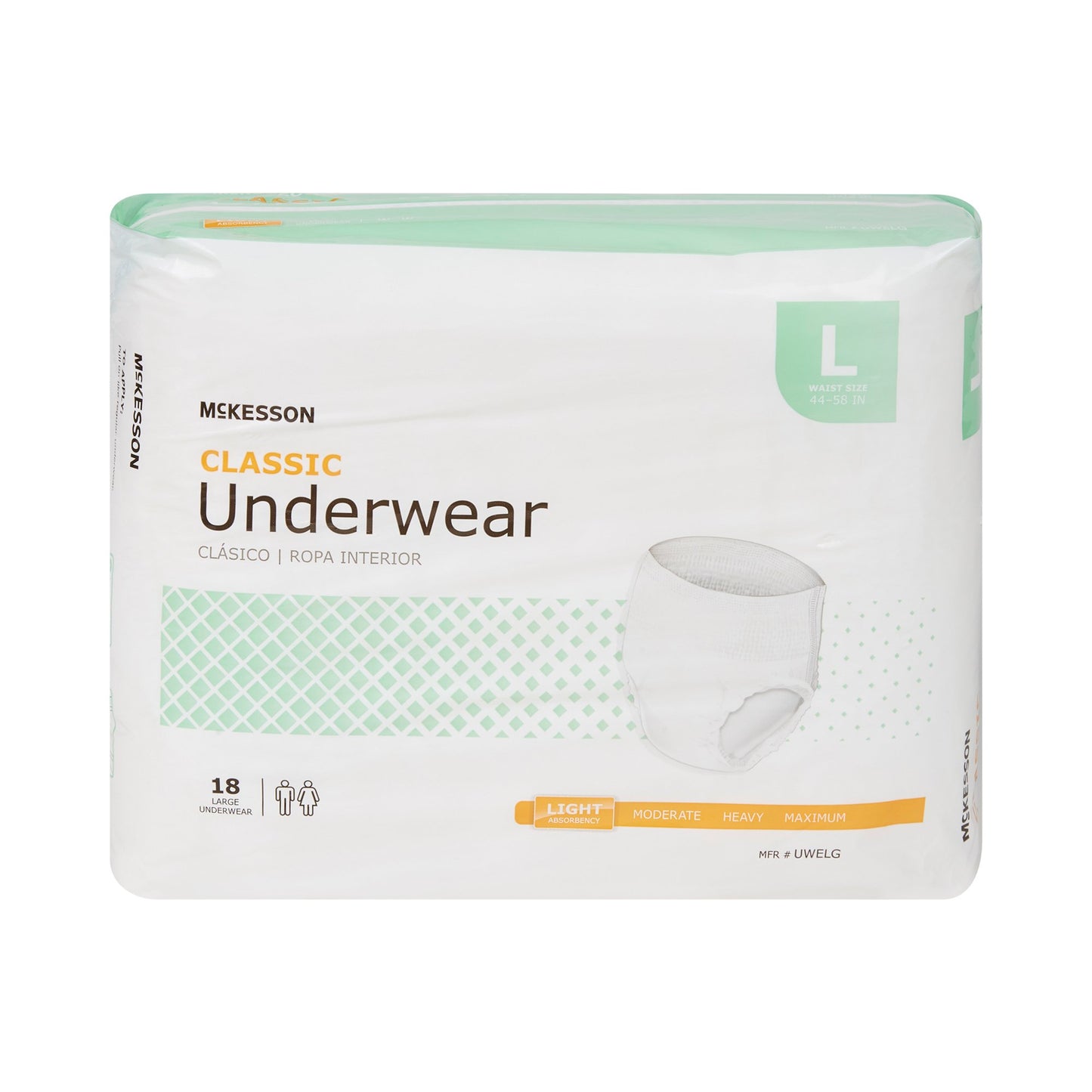 McKesson Classic Light Absorbent Underwear, Large, 18 ct
