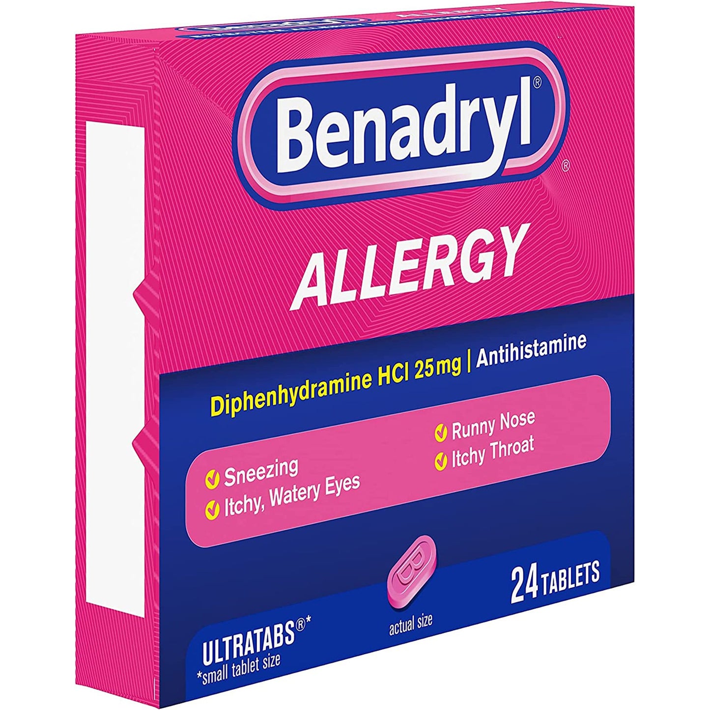 Benadryl® Ultratabs® Diphenhydramine Allergy Relief, 25 mg, 24 tablets