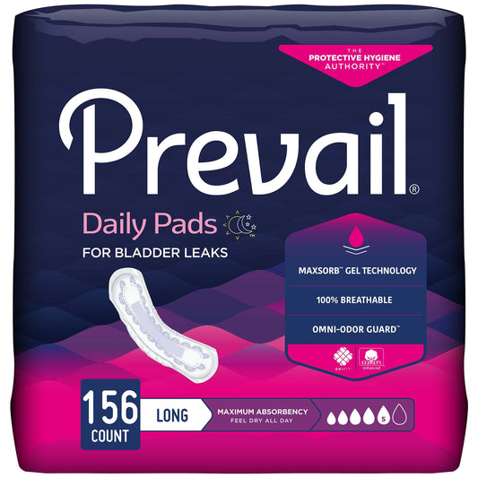 Prevail® Daily Pads Maximum Bladder Control Pad, 13-Inch Length, 156 ct