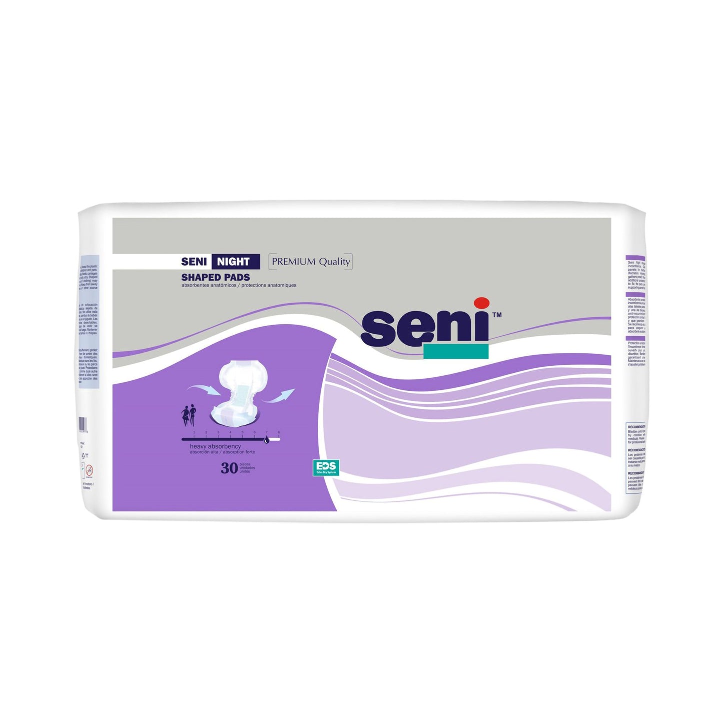 Seni® Shaped Pads Heavy Absorbency Incontinence Liner, 27.2-Inch Length, 30 ct