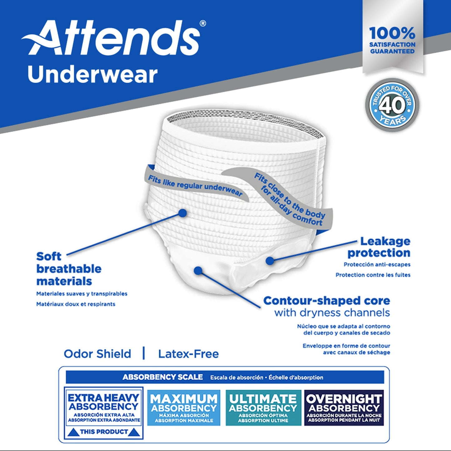 Attends® Care Heavy Absorbent Underwear, Regular, 72 ct