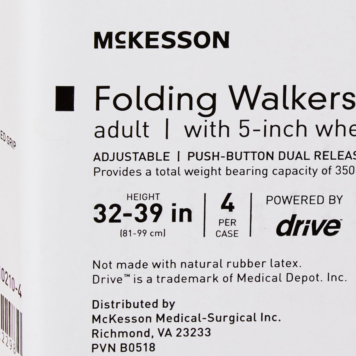 McKesson Folding Walker, Adjustable Height