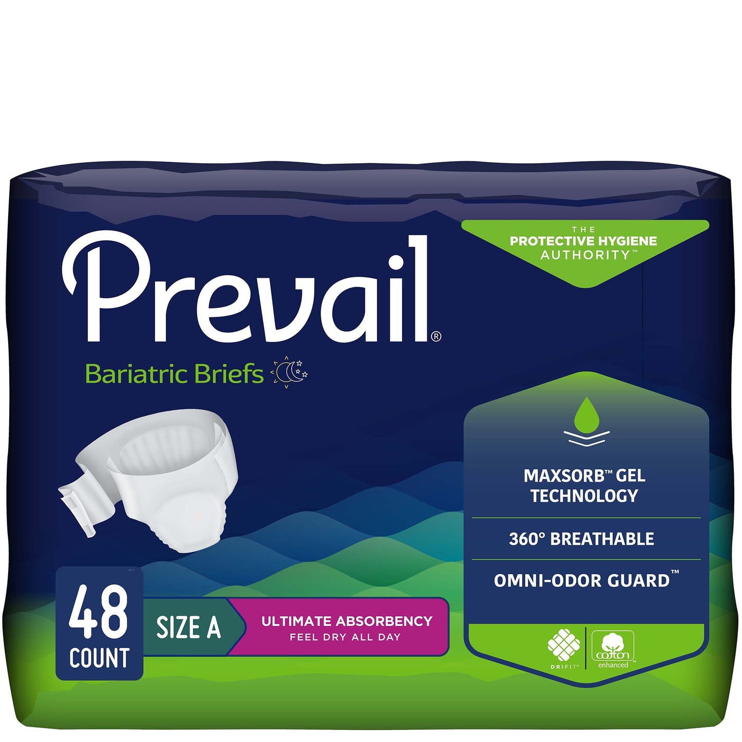Prevail® Bariatric Ultimate Incontinence Brief, Size A, 12 ct