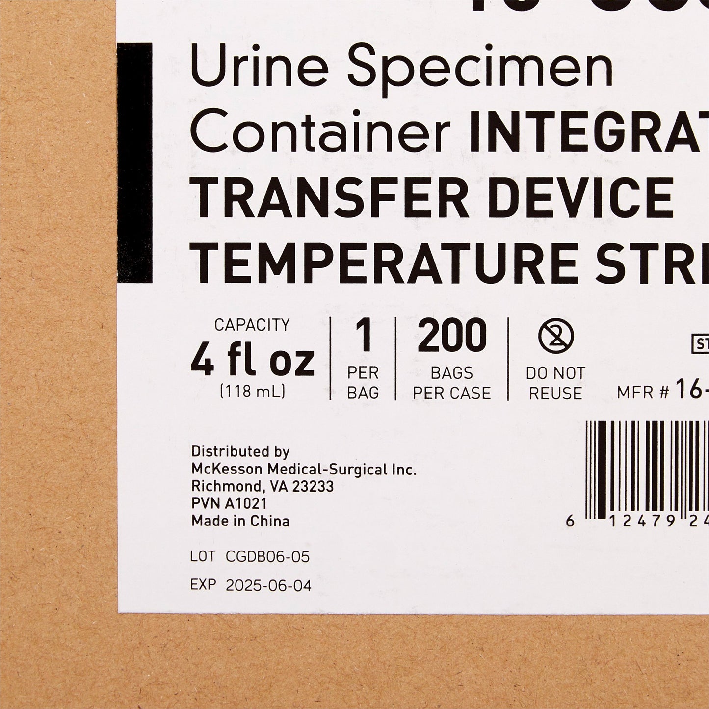 McKesson Urine Specimen Container with Integrated Transfer Device, 120 mL, 200 ct