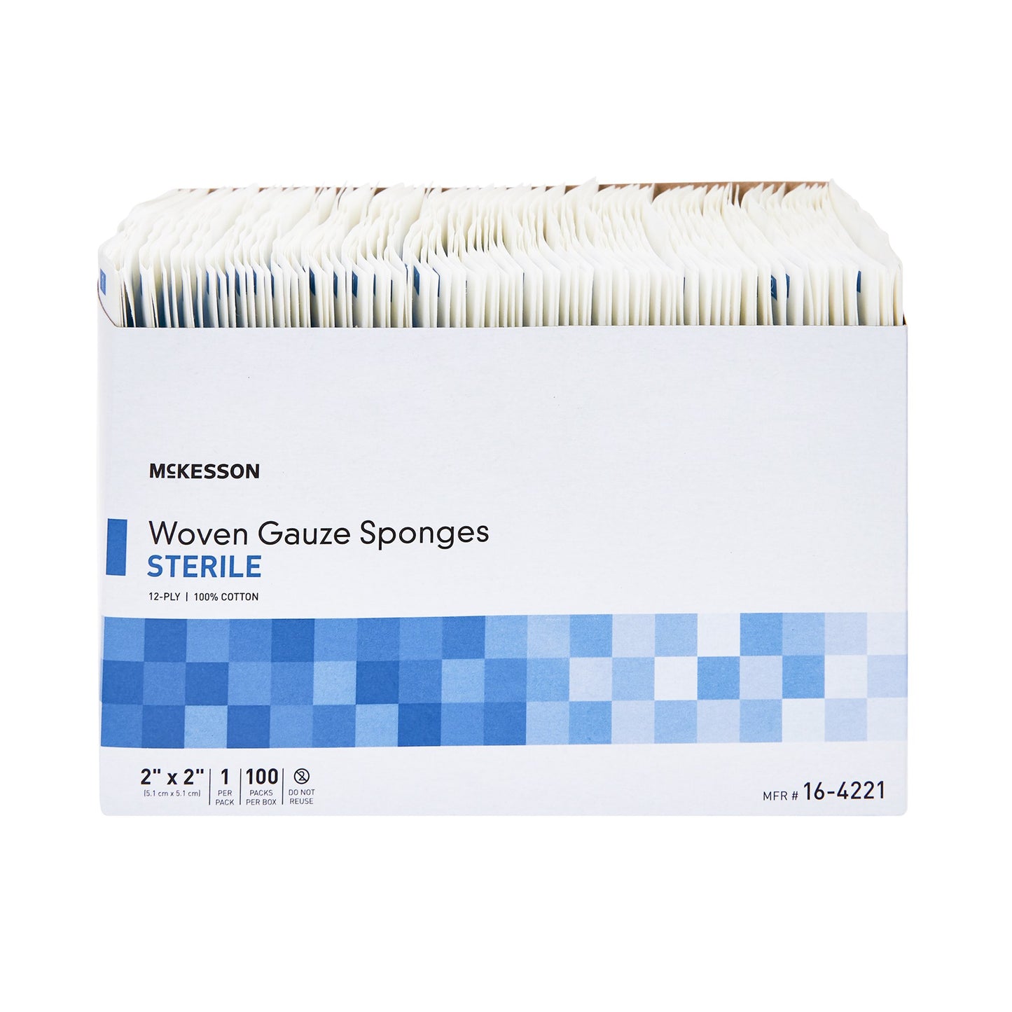 Gauze Sponge McKesson Cotton 12-Ply 2 X 2 Inch Square Sterile, 100 ct