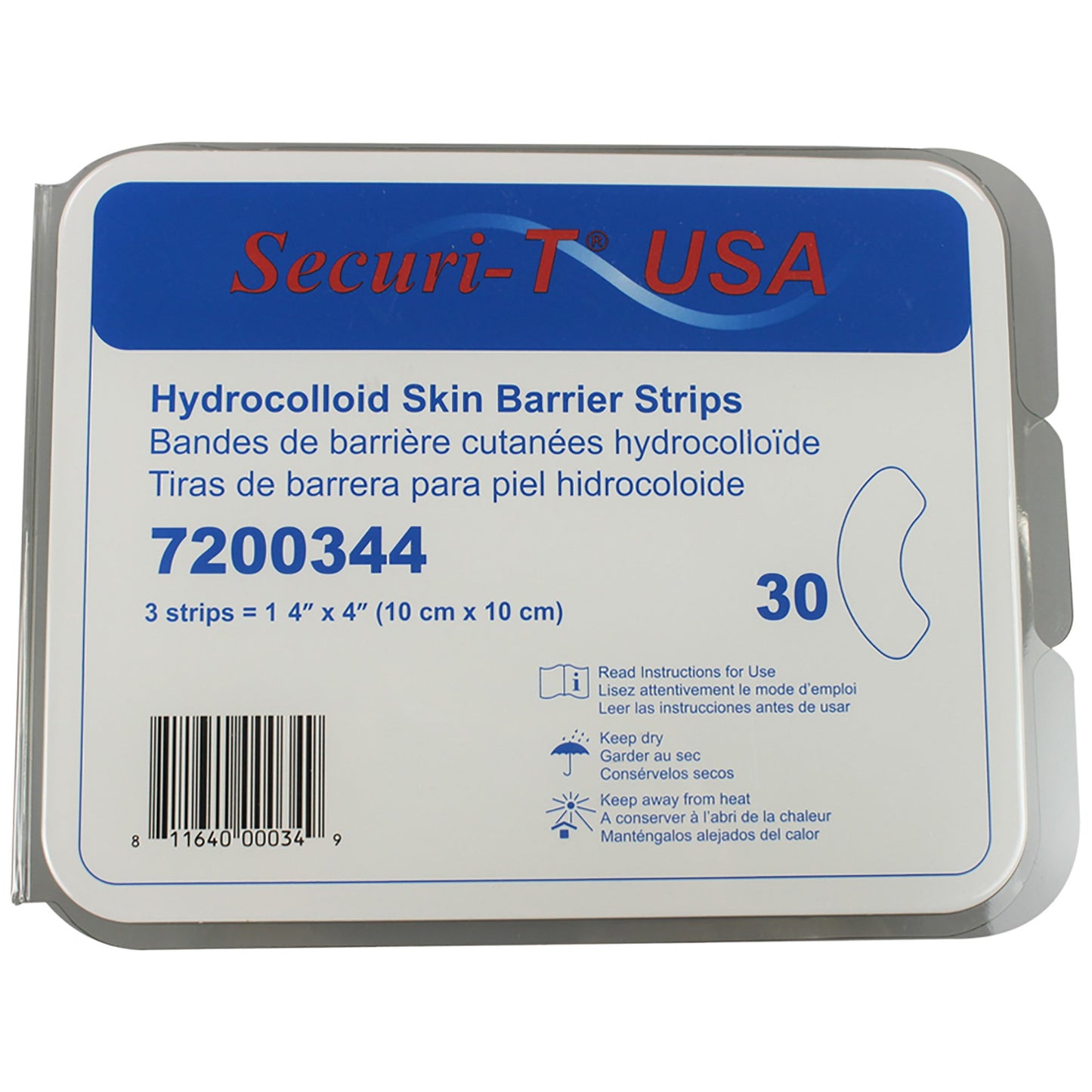 Securi-T USA® Pre-Cut Hydrocolloid Skin Barrier Strip