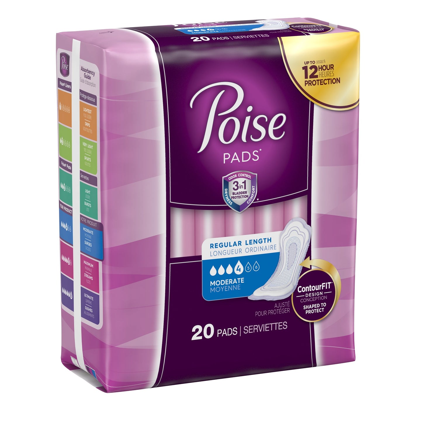 Poise Bladder Control Pads, Adult Women, Disposable, 20 ct