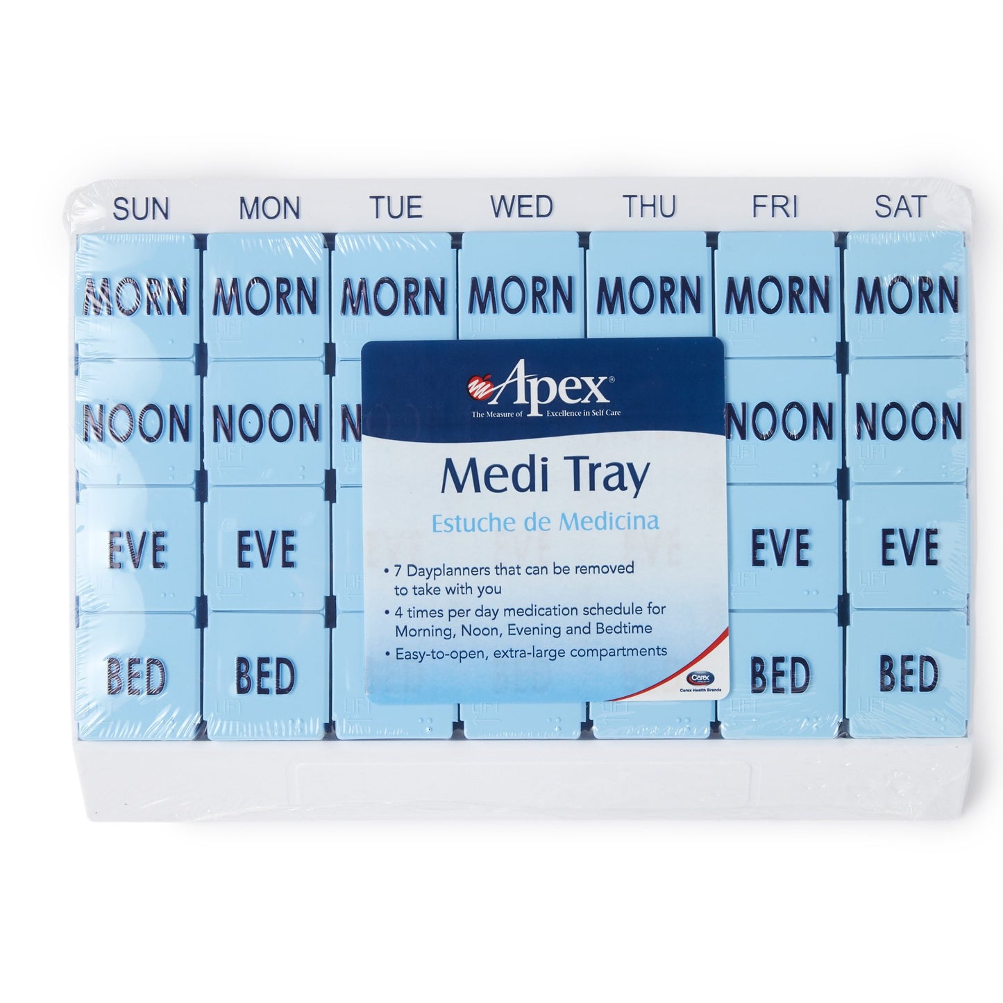 Apex Medi Tray Pill Organizer, Days of the Week / Morn, Noon, Eve, Bed