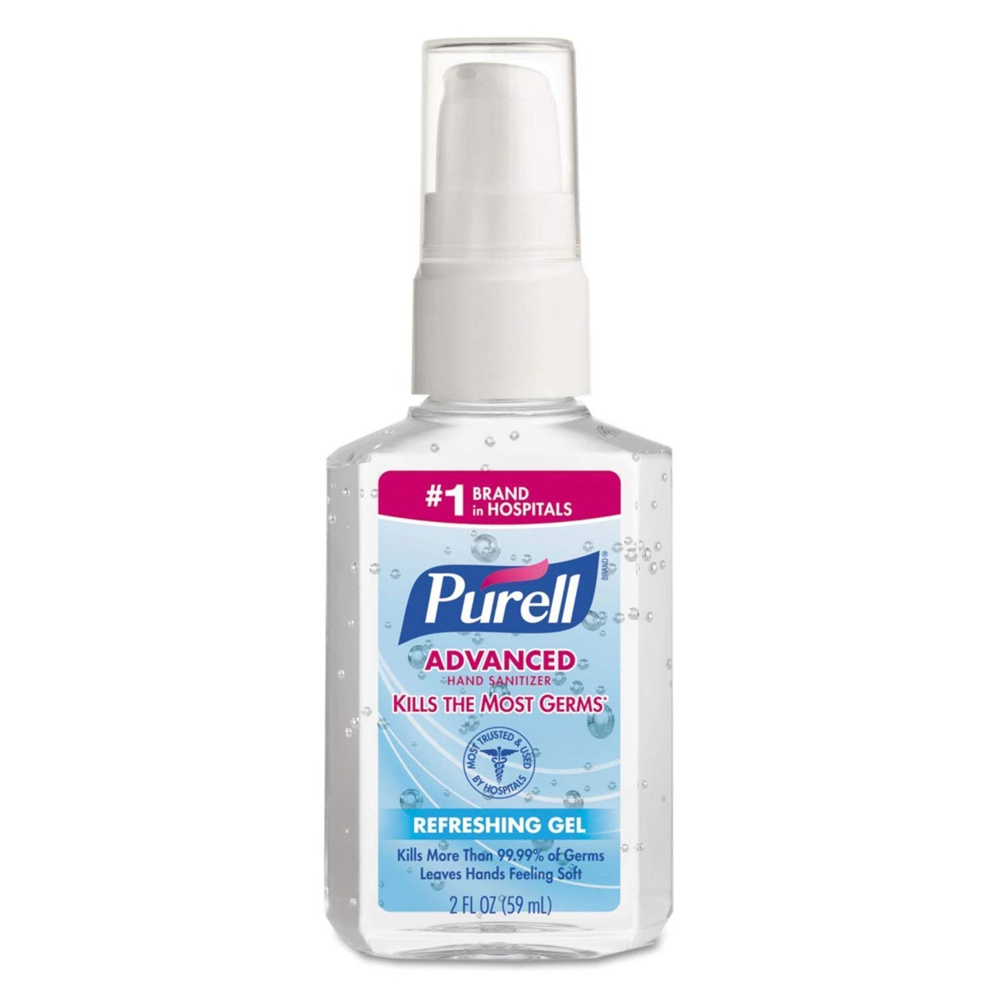 Purell Advanced Hand Sanitizer 70% Ethyl Alcohol Gel, Pump Bottle, 2 oz
