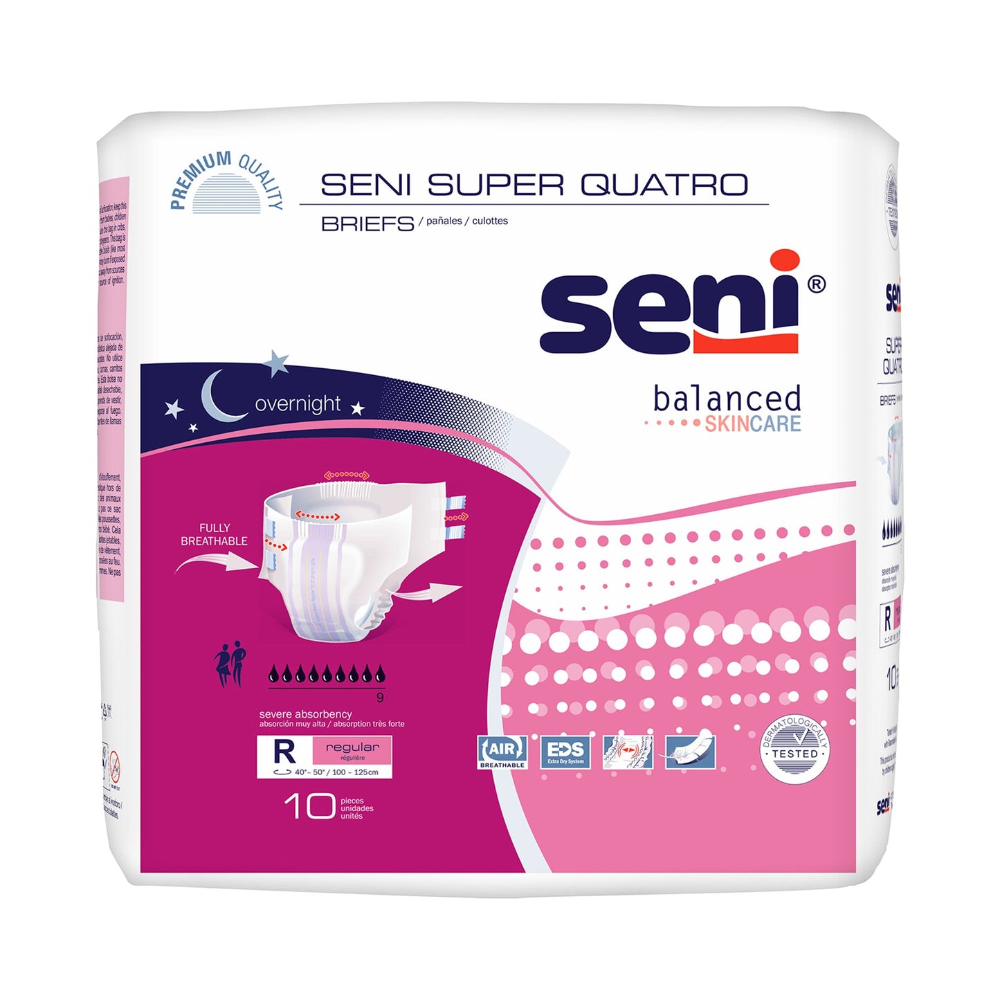 Seni® Super Quatro Severe Absorbency Incontinence Brief, Regular, 10 ct