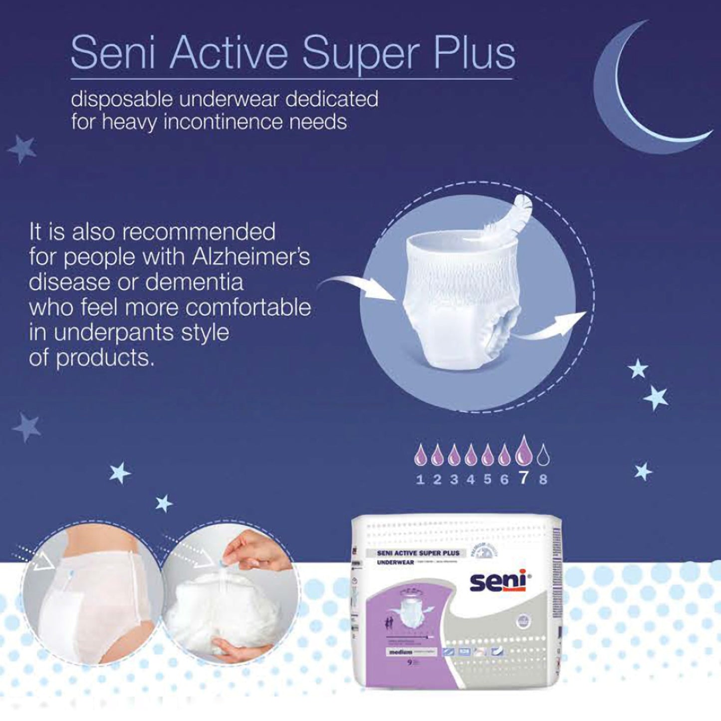 Seni® Active Super Plus Heavy Absorbent Underwear, Medium, 9 ct