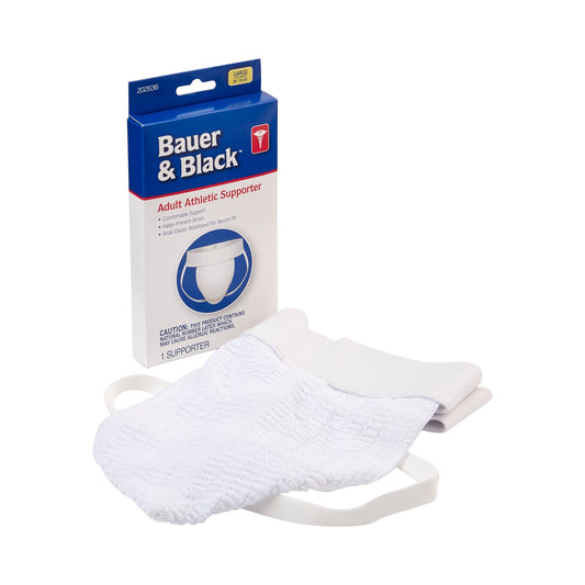 Bauer & Black Adult Athletic Supporter, Cotton, White, Reusable, Large