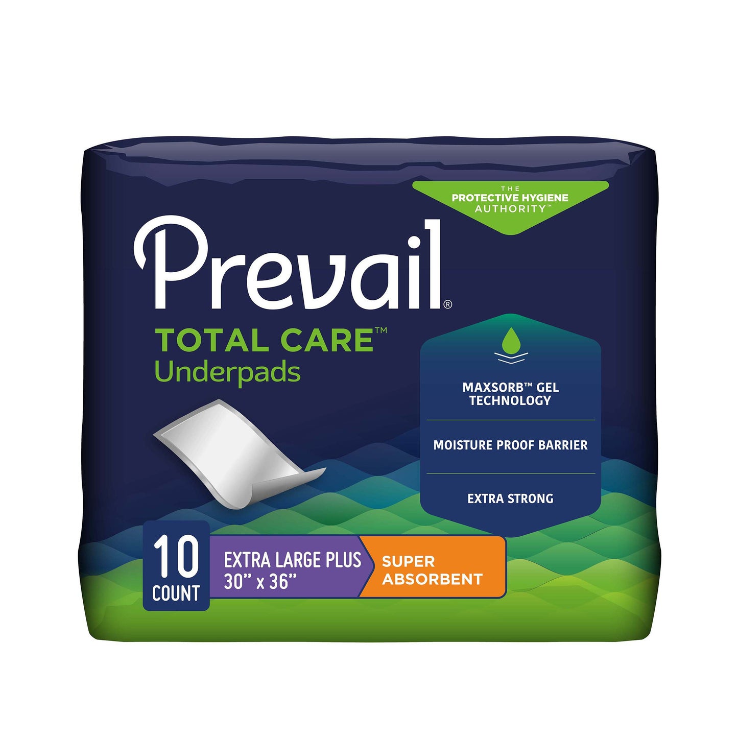 Prevail® Total Care™ Super Absorbent Polymer Underpad, 30 x 36 ", 10 ct