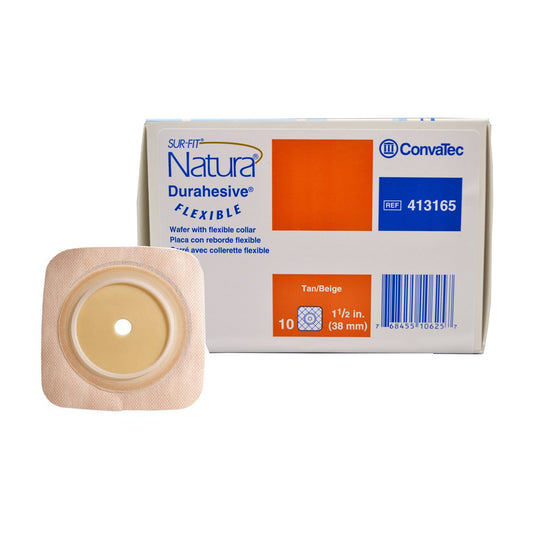 Ostomy Barrier Sur-Fit Natura® Durahesive® Trim to Fit, Extended Wear Adhesive Tape Borders 38 mm Flange Sur-Fit® Natura® System 4 X 4 Inch