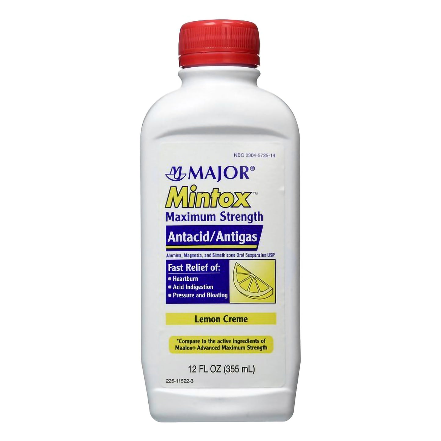 Major Mintox™ Maximum Strength Antacid, Lemon Creme, 12 fl oz.