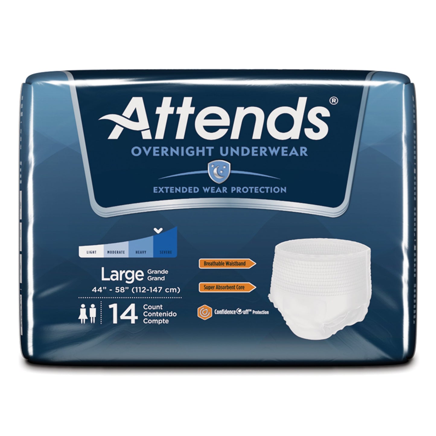 Attends® Overnight Underwear with Extended Wear Protection, Large, 14 ct