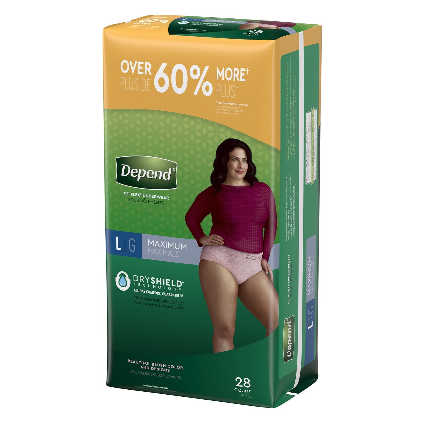 Depend® FIT-FLEX® Womens Absorbent Underwear, Large, Blush, 28 ct