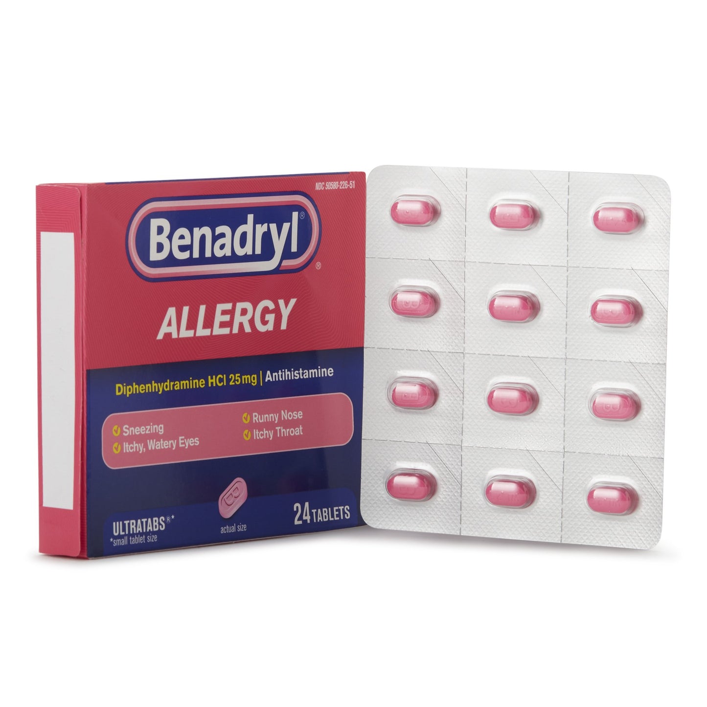 Benadryl® Diphenhydramine Allergy Relief Ultratabs, 24 count
