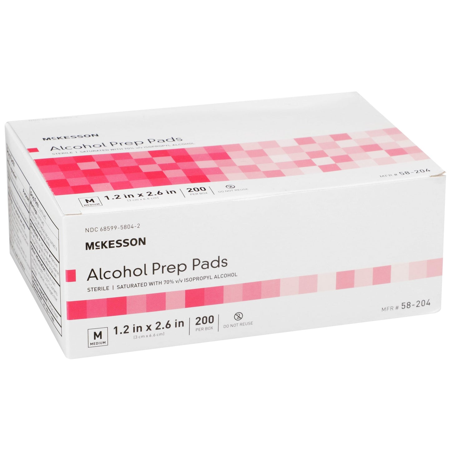 McKesson Alcohol Prep Pad, Isopropyl Alcohol, 70%, Medium, 200 ct