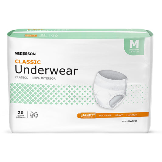 McKesson Classic Light Absorbent Underwear, Medium, 80 ct