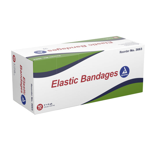 Dynarex® Clip Detached Closure Elastic Bandage, 3 Inch x 4-1/2 Yard, 50 ct