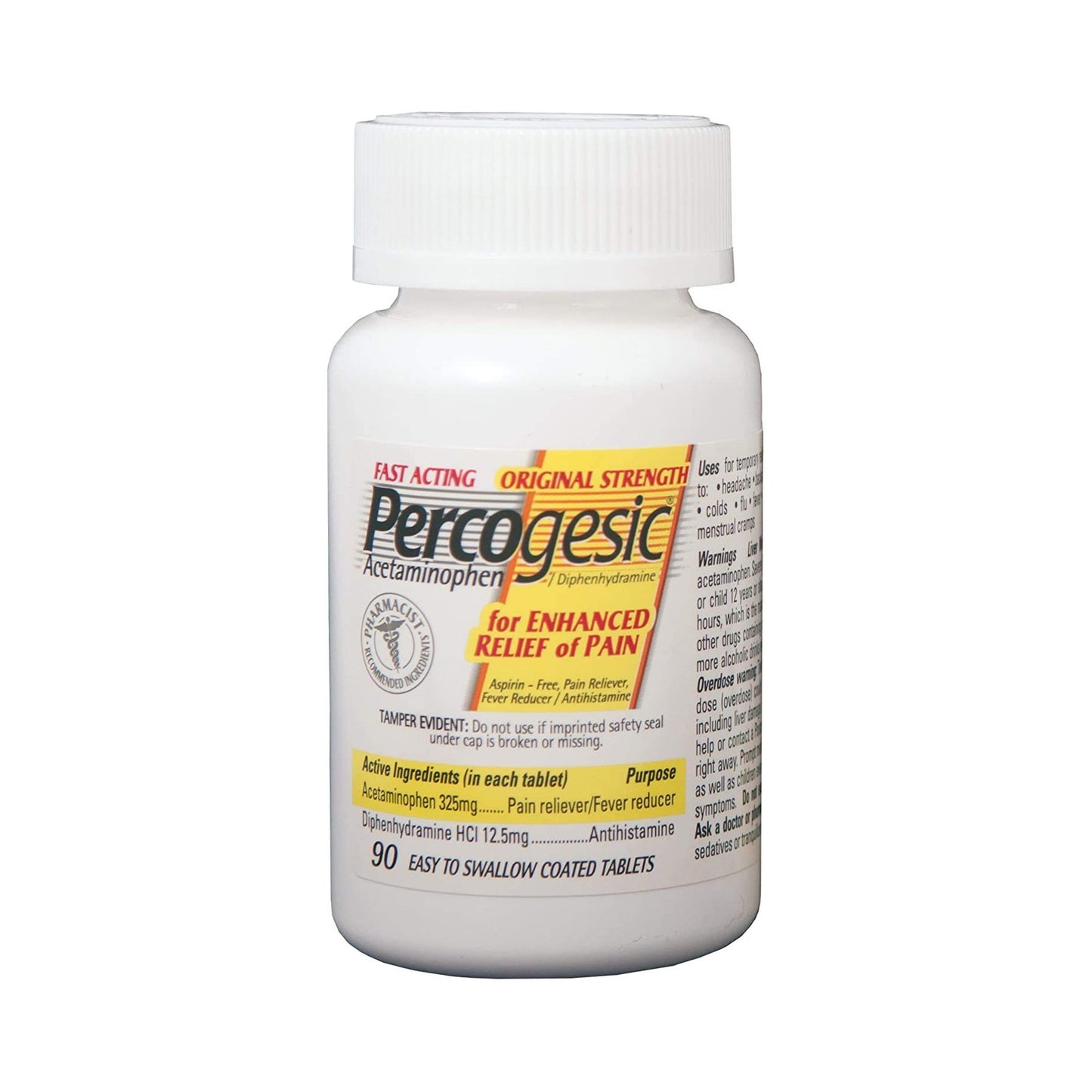 Percogesic® Acetaminophen / Diphenhydramine Pain and Allergy Relief, 90 ct