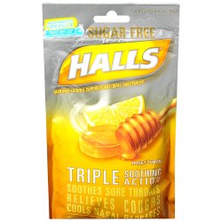 Halls® Menthol Cough and Throat Relief Drops, Honey-Lemon, 25 ct.