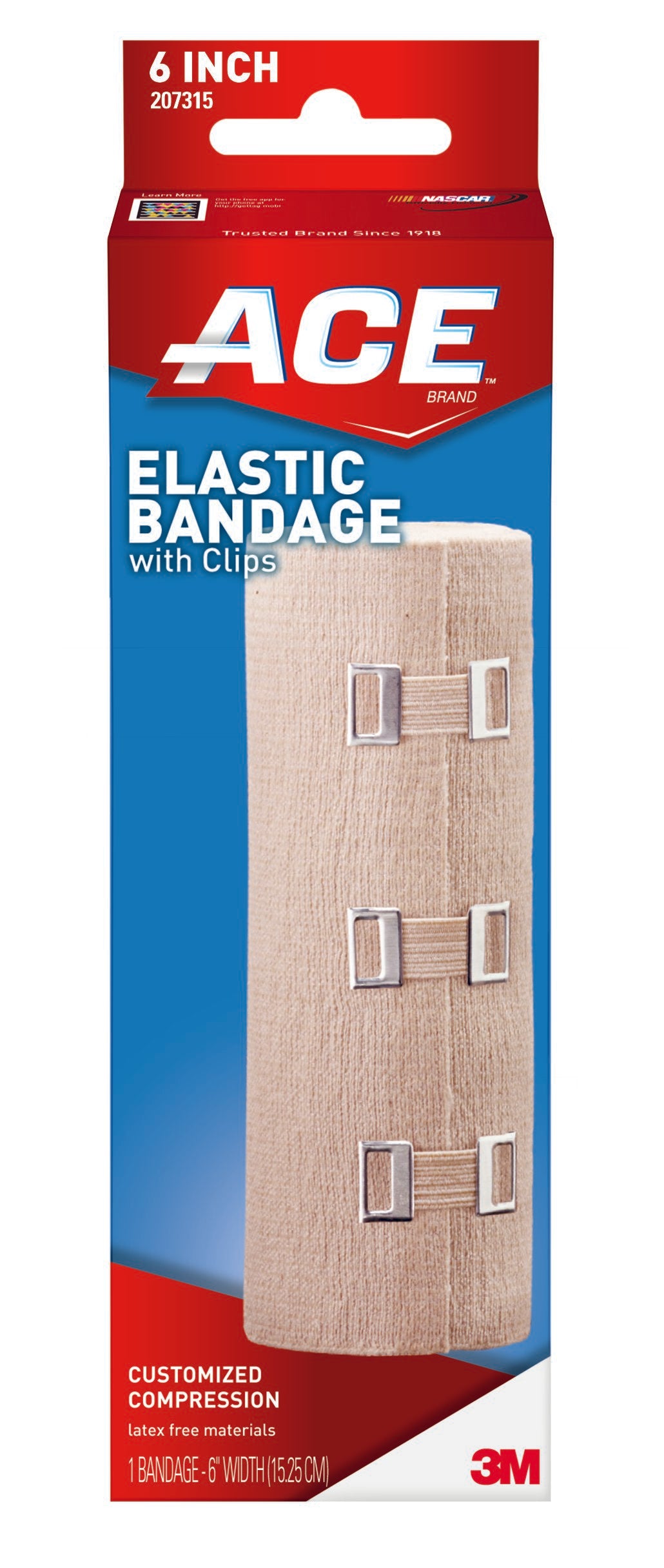 3M™ ACE™ Clip Detached Closure Elastic Bandage, 6 " x 5-1/3 Foot