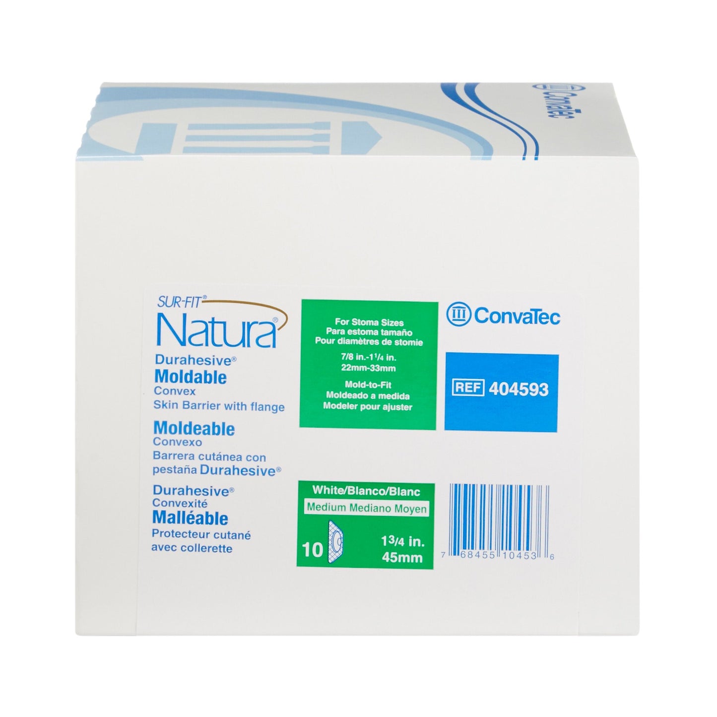 Sur-Fit Natura Colostomy Barrier Extended Wear, 1-3/4" Flange, 7/8" to 1-1/4" Opening, 4-1/2" X 4-1/2", 10 ct