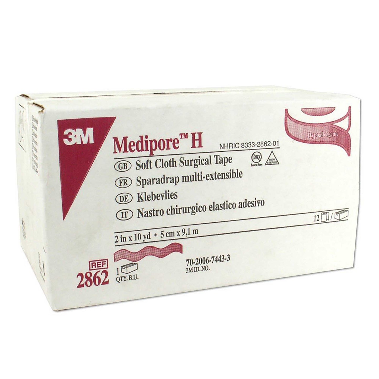 3M™ Medipore™ H Cloth Medical Tape, 2 " x 10 Yard, White, 12 rolls