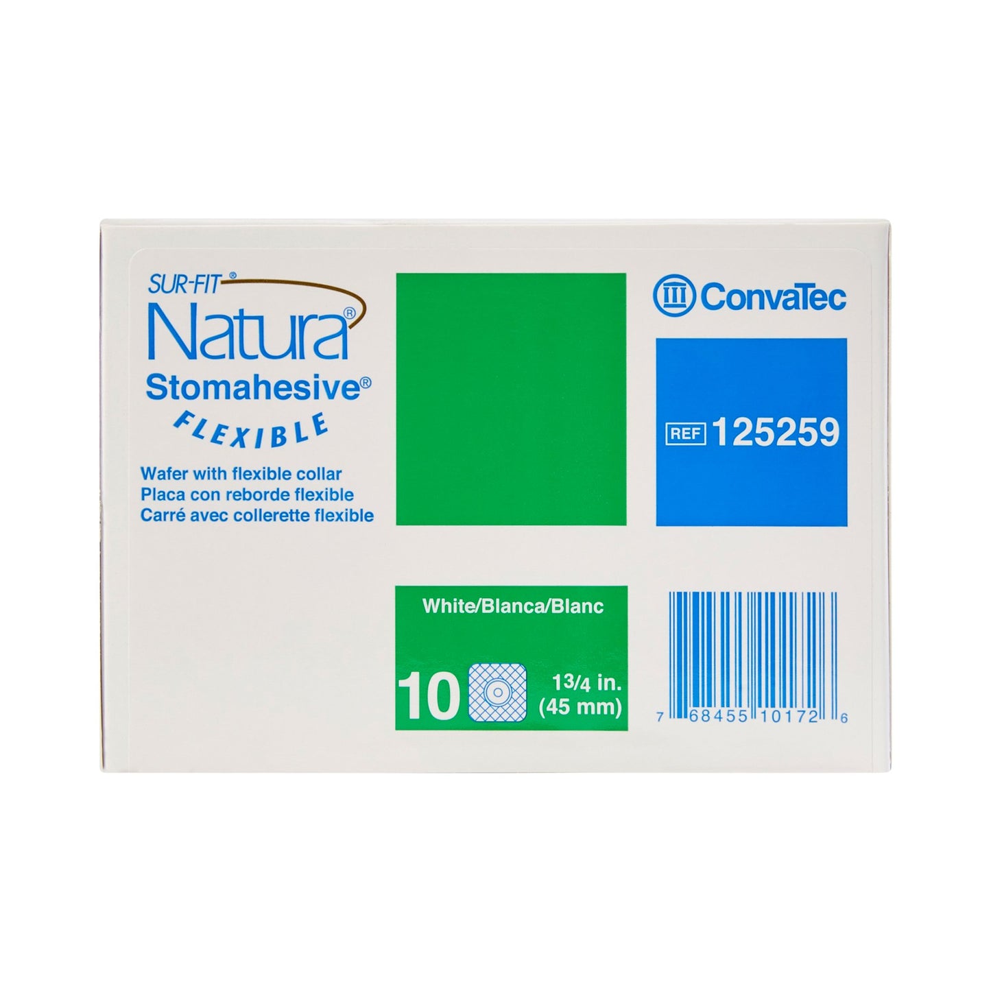 Sur-Fit Natura® Colostomy Barrier With Up to 1-1.25 Inch Stoma Opening, White, 10 ct