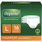 Depend® Maximum Incontinence Brief, Large, 16 ct