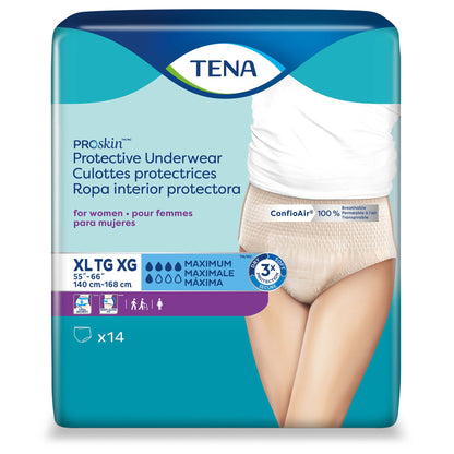 Female Adult Absorbent Underwear TENA® ProSkin™ Protective Pull On with Tear Away Seams X-Large Disposable Moderate Absorbency
