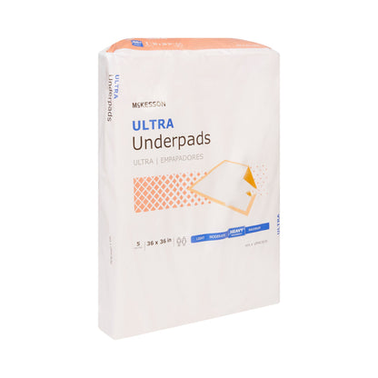McKesson Ultra Heavy Absorbency Underpad, 36 x 36 Inch, 5 ct