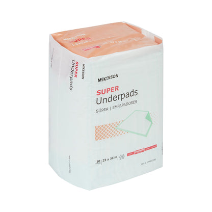McKesson Super Moderate Absorbency Underpad, 23 x 36 Inch, 10 ct