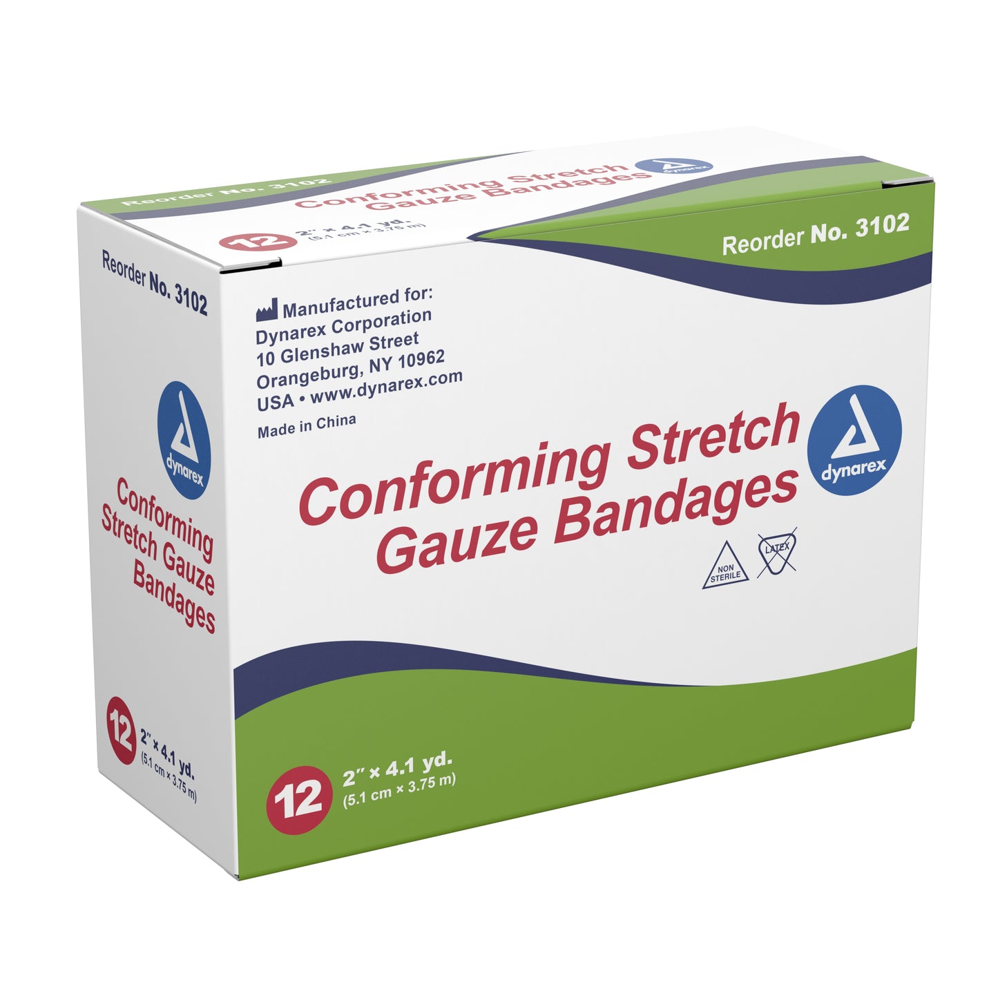 Dynarex Conforming Stretch Bandages, 2" x 4.1 yd., 12 ct.